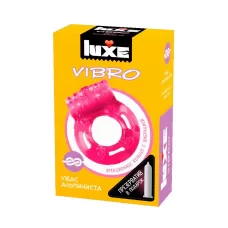 Розовое эрекционное виброкольцо Luxe VIBRO  Ужас Альпиниста  + презерватив розовый 