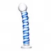 Стеклянный фаллоимитатор с голубой внешней спиралью - 18,5 см  