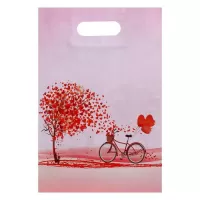 Принтованный полиэтиленовый пакет с вырубной усиленной ручкой - 31 х 40 см розовый 