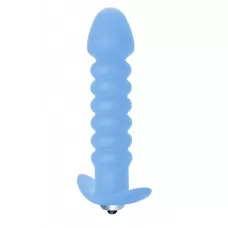 Голубая анальная вибропробка Twisted Anal Plug - 13 см голубой 