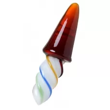 Коническая стеклянная анальная втулка Sexus Glass - 16 см разноцветный 