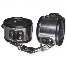 Эффектные серебристо-черные наручники с металлическим блеском серебристый с черным 