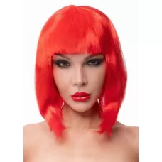 Красный парик-каре с челкой красный 