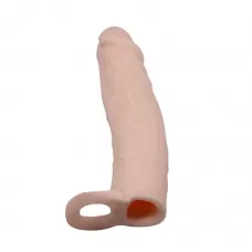 Насадка на пенис с кольцом для мошонки - 18 см телесный 