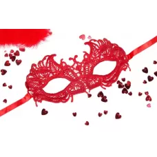 Красная ажурная текстильная маска  Андреа красный 