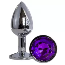 Металлическая анальная втулка с фиолетовым кристаллом - 7,2 см фиолетовый 