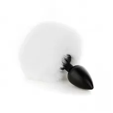 Черная анальная пробка с белым хвостом черный с белым 
