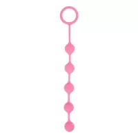 Розовая анальная цепочка с кольцом-ограничителем - 23 см розовый 
