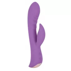 Фиолетовый вибромассажер-кролик 5  Silicone Ripple Passion - 19,1 см фиолетовый 