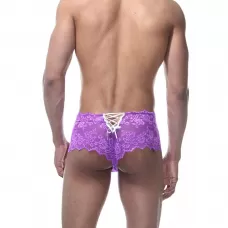Кружевные мужские трусы со шнуровкой фиолетовый S-M