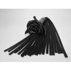 Черная замшевая плеть с розой в рукояти - 40 см черный 
