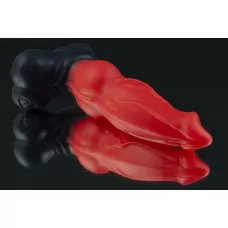 Красно-черный фаллоимитатор собаки  Дог mini  - 18 см красный с черным 