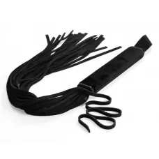 Черная плеть  Фрея  с велюровой рукоятью - 55 см черный 