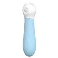 Голубой силиконовый мини-вибромассажер DIAMOND BABY BOO - 12 см голубой 