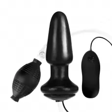 Надувная вибрирующая анальная пробка  Inflatable Vibrating Butt Plug - 10,2 см черный 
