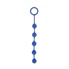Синяя анальная цепочка с кольцом-ограничителем - 23 см синий 