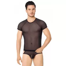 Эффектный полупрозрачный мужской комплект из сетки черный XL