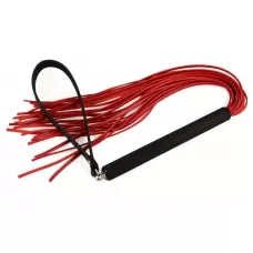 Красная кожаная плеть MIX с черной рукоятью - 47 см красный с черным 