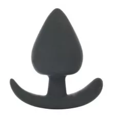 Черная каплевидная анальная силиконовая пробка с ограничителем - 8 см черный 