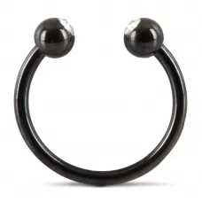 Черное металлическое кольцо под головку со стразами Glans Ring черный 