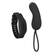 Черное виброяйцо с браслетом-пультом Wristband Remote Curve черный 