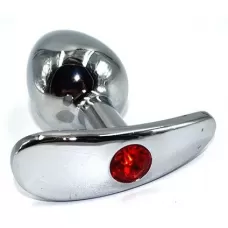 Серебристая анальная пробка для ношения из нержавеющей стали с красным кристаллом - 8 см красный 