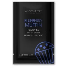 Лубрикант на водной основе с ароматом черничного маффина Wicked Aqua Blueberry Muffin - 3 мл  