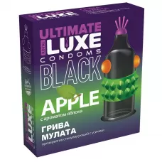 Черный стимулирующий презерватив  Грива мулата  с ароматом яблока - 1 шт черный 