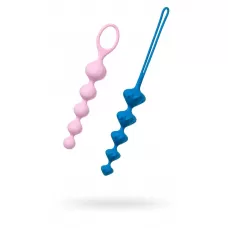 Набор из 2 цветных анальных цепочек Satisfyer Love Beads розовый с синим 