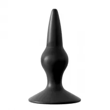 Чёрная анальная пробка с утолщающим шариком - 9 см черный 