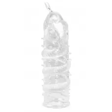 Закрытая рельефная насадка Crystal sleeve snakes в виде змеи с усиками - 14 см прозрачный 