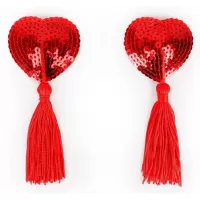 Красные пэстисы-сердечки с кисточками красный 