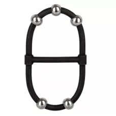 Черное эрекционное кольцо с бусинами Steel Beaded Dual Silicone Maximizer черный 