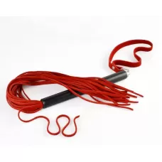 Красная велюровая плеть MIX с черной рукоятью - 47 см красный с черным 
