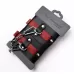 Черно-красные кожаные наручники на металлической сцепке черный с красным 