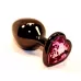 Чёрная анальная пробка с розовым стразом-сердцем - 8 см розовый 