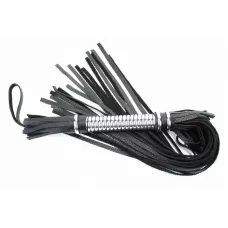 Черная длинная плеть с серебристой ручкой - 60 см черный с серебристым 