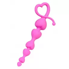 Розовая силиконовая анальная цепочка Sweety - 18,5 см розовый 