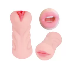 Телесный двусторонний мастурбатор SEXY FRIEND - вагина и ротик телесный 