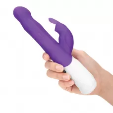 Фиолетовый тонкий вибратор-кролик с клиторальным отростком - 22 см фиолетовый 