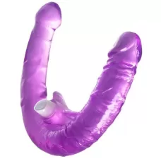 Фиолетовый двухсторонний фаллоимитатор с вибропулей - 35 см фиолетовый 