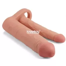 Телесная насадка для двойного проникновения Add 2 Pleasure X Tender Double Penis Sleeve - 20 см телесный 