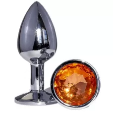 Металлическая анальная втулка с оранжевым кристаллом - 7,2 см оранжевый 