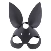 Черная гладкая маска  Зайка  с длинными ушками черный 