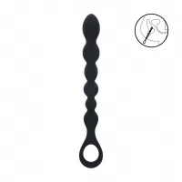 Черная силиконовая цепочка Beaded Snake Silicone Anal Probe with Loop - 26 см черный 