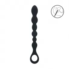 Черная силиконовая цепочка Beaded Snake Silicone Anal Probe with Loop - 26 см черный 