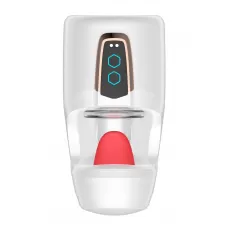 Белый мастурбатор с язычком и возвратно-поступательными движениями белый 