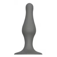 Серый удлиненный анальный стимулятор PLUG WITH SUCTION CUP - 10,3 см серый 