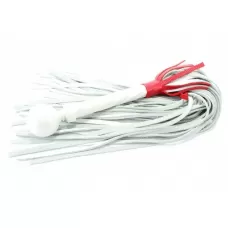 Белая кожаная плеть с красной отделкой - 60 см белый с красным 
