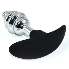 Серебристая пробка-елочка для ношения с силиконовым ограничителем - 10,3 см серебристый с черным 